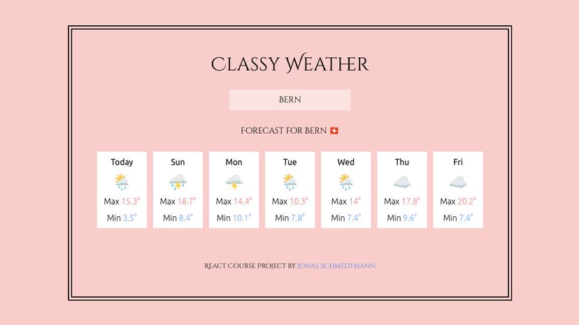 Screenshot of the Classy Weather project.