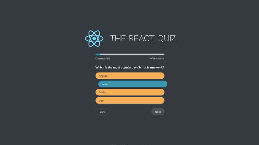 Screenshot of the React Quiz project.